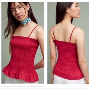 NWT  Maeve X Anthropologie Red Peplum Tank Top